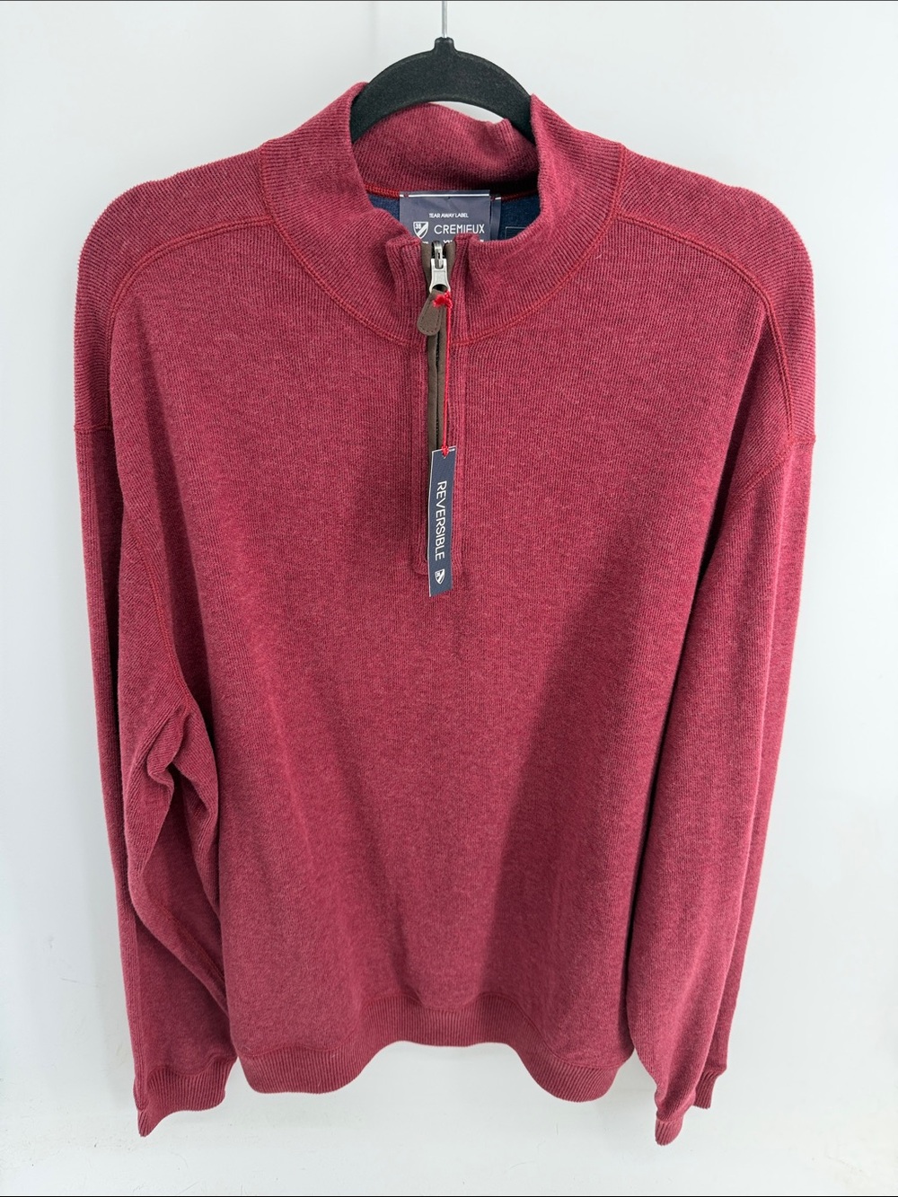 Cremieux Reverisble 1/4 zip mock neck elbow patch knit pullover sweater XLT NEW